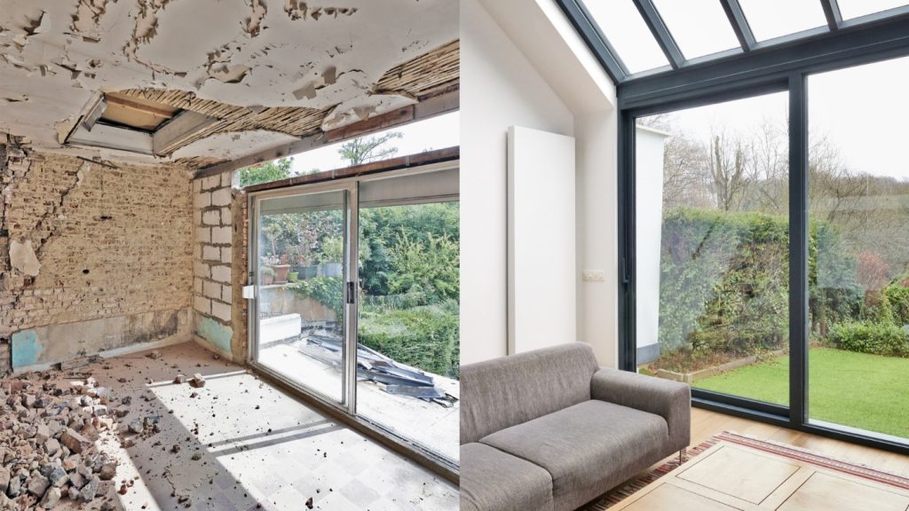 قبل و بعد بازسازی خانه