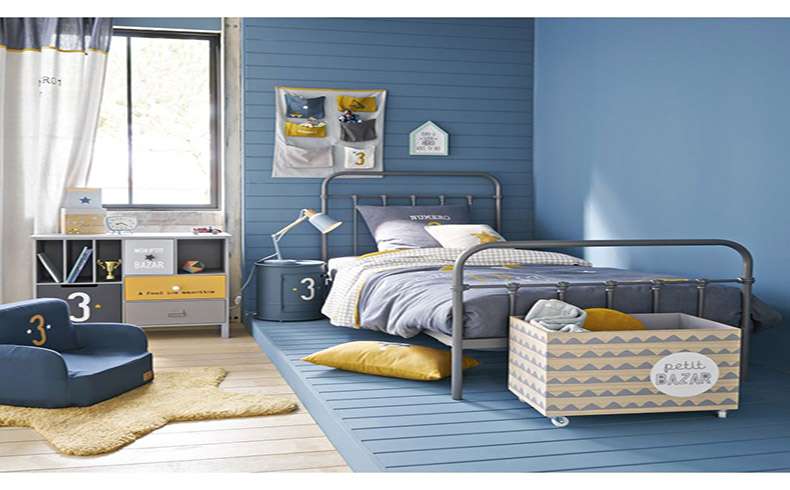 اتاق خواب پسرانه با ترکیب رنگ خاکستری و زرد مدرن